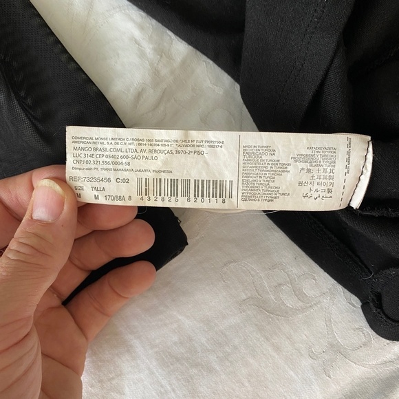 MNG Collection Women's Black Sheer Sleeve Peplum Top Brass Accents Size Small - Picture 11 of 16